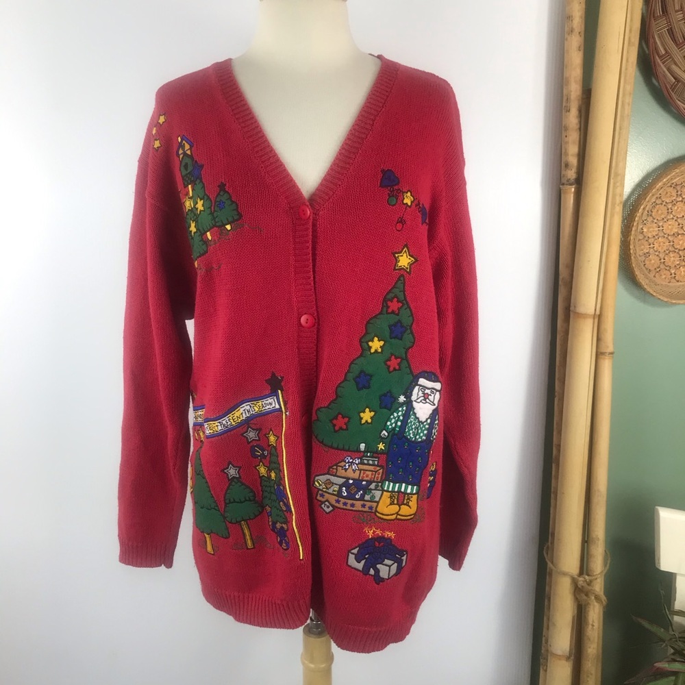The Quacker Factory Christmas Cardigan Sz L Ugly R - Picture 1 of 8